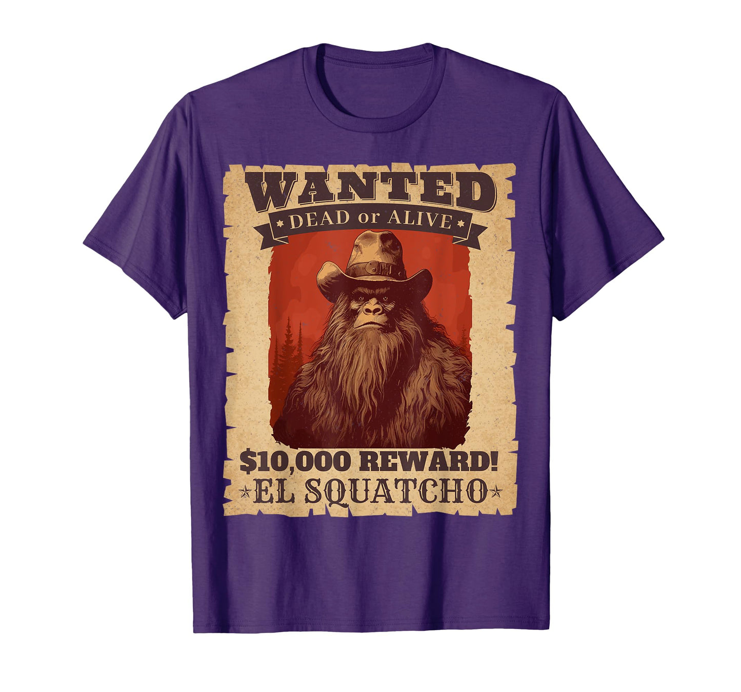 Funny Sasquatch Western Bigfoot Wanted Poster Cowboy Lover T-Shirt