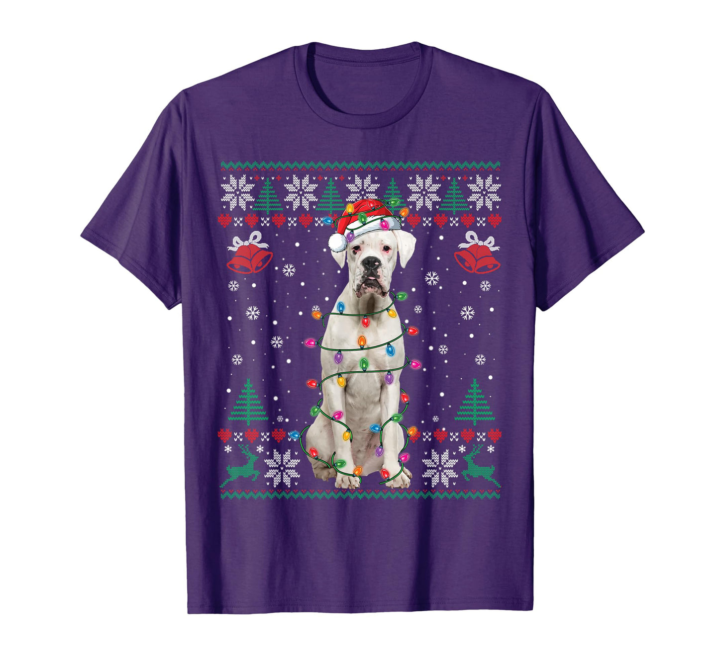 White Boxer Dog Ugly Christmas Sweater Funny Xmas T-Shirt