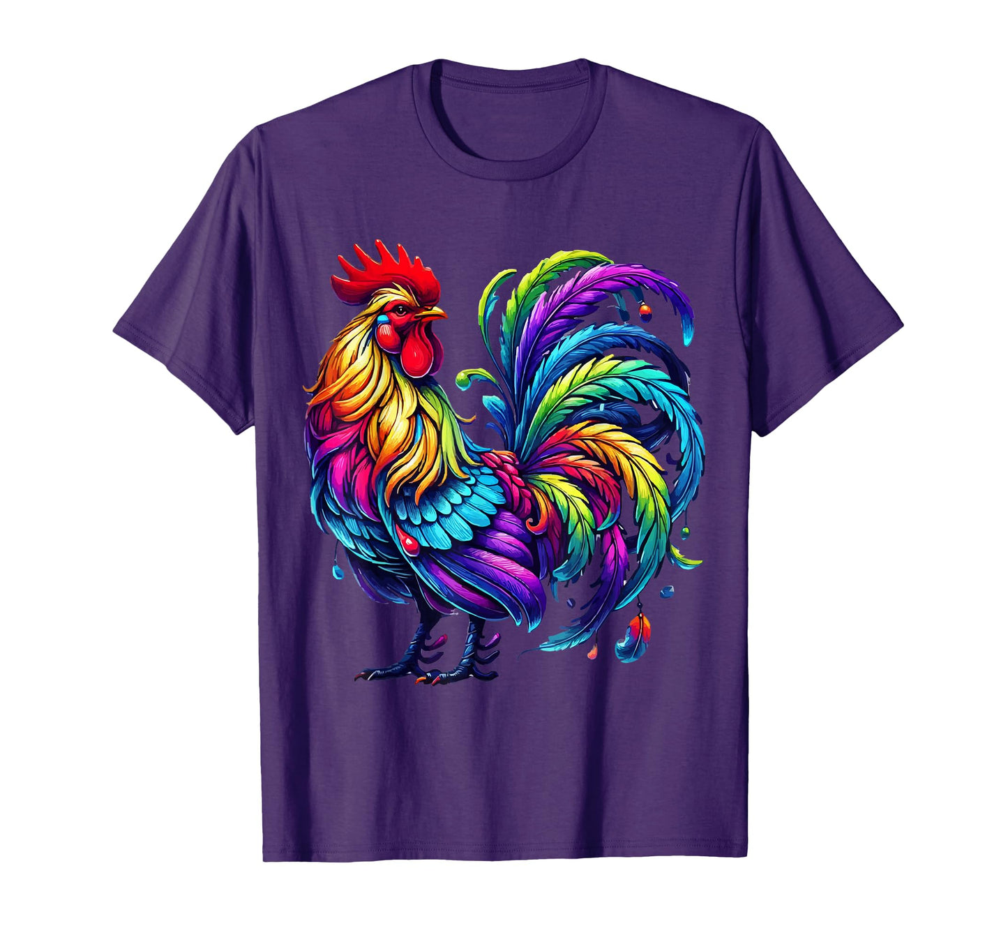 Chicken Colourful Art Animal Graphic Motif Chicken T-Shirt