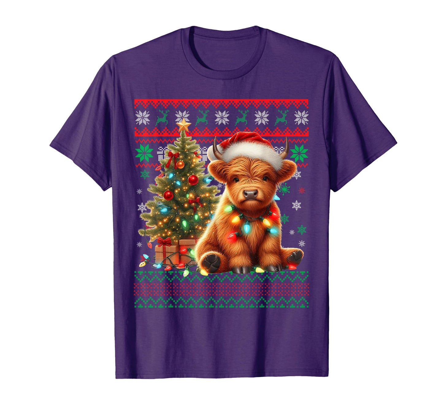 Scottish Highland Cow Christmas Funny Cow Lover Xmas T-Shirt