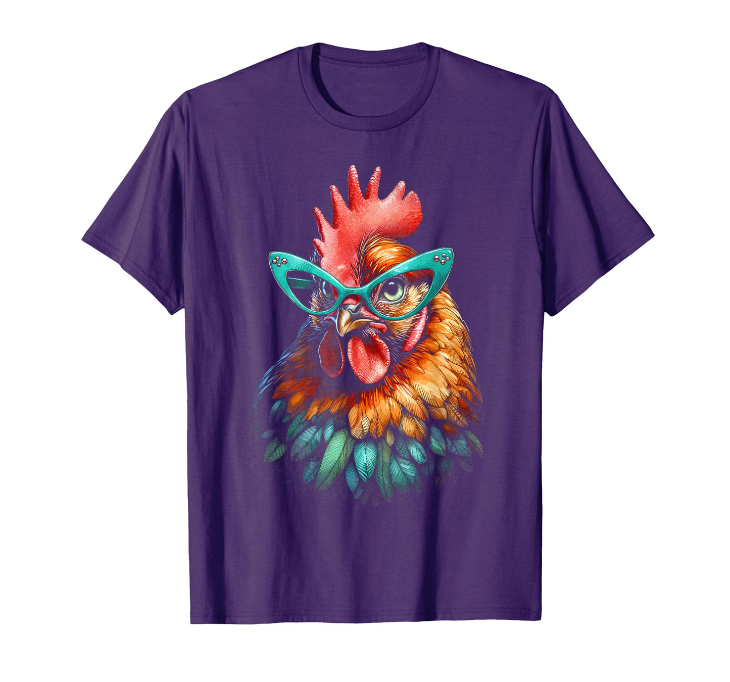 Chicken Funny Eyeglasses Cute Graphic Women Chicken Lover T-Shirt
