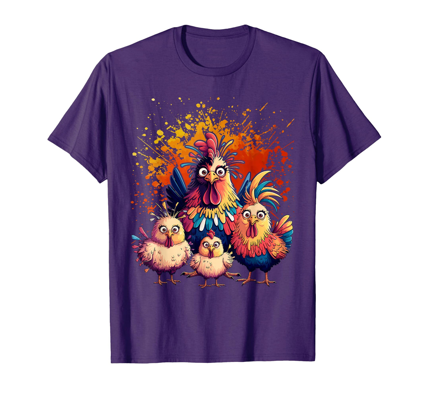 Colorful Funny Chicken Art T-Shirt