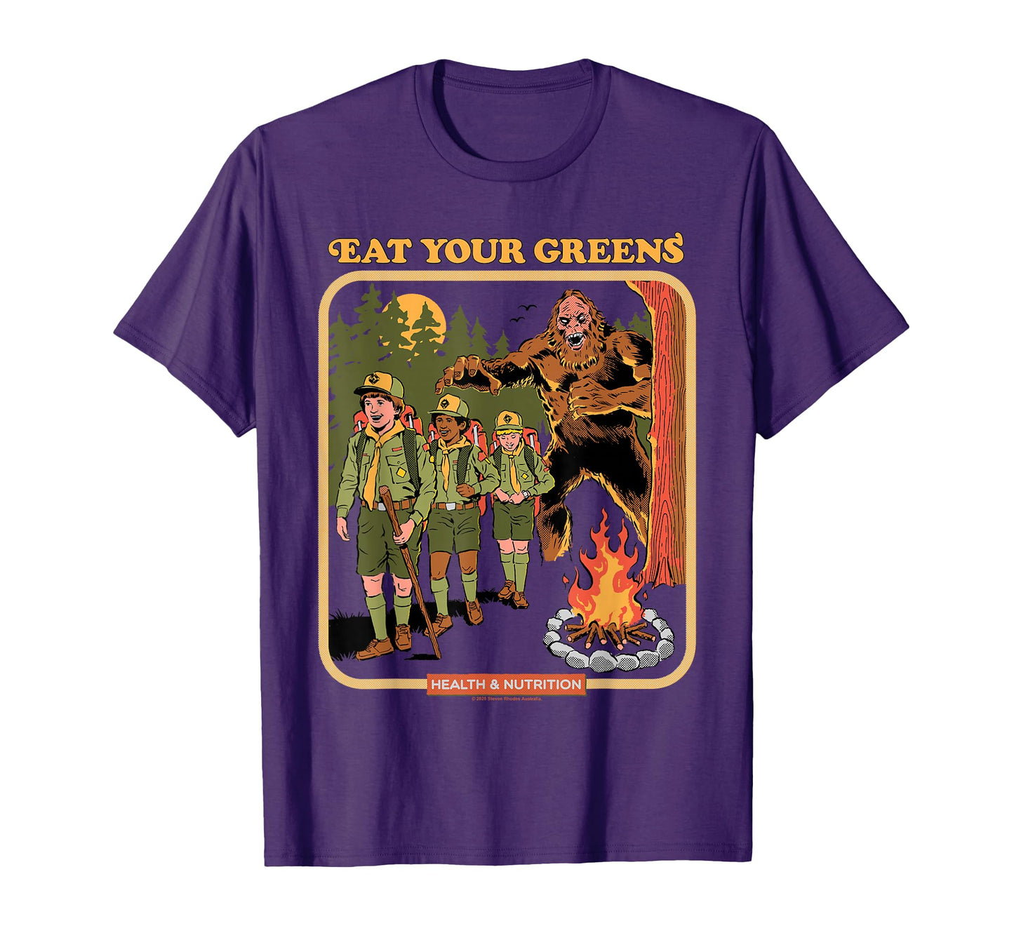Eat Your Greens Bigfoot Sasquatch Retro Funny Adult Humor T-Shirt