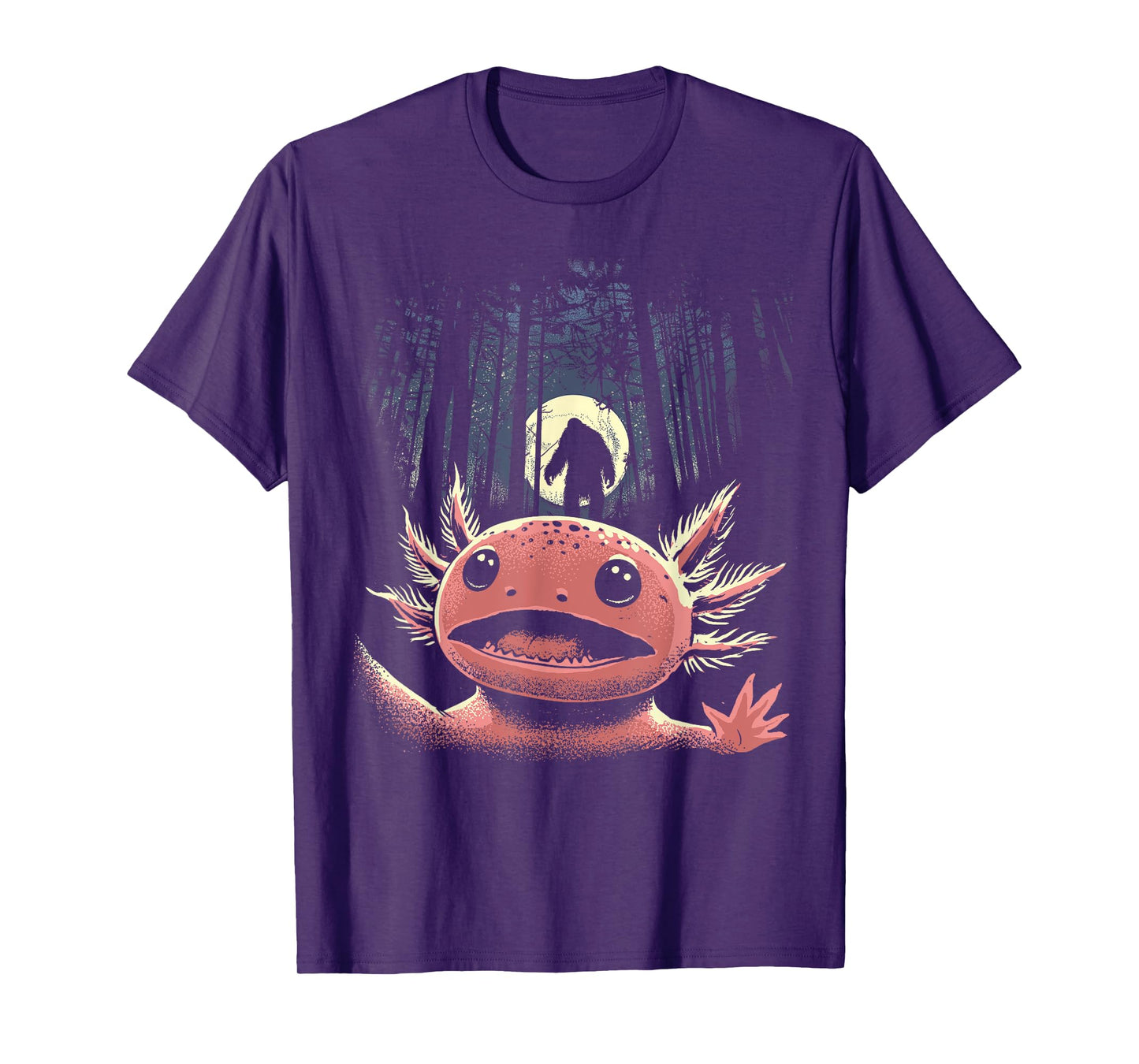 Scared Axolotl Selfie Axolotl With Bigfoot Sasquatch Cryptid T-Shirt