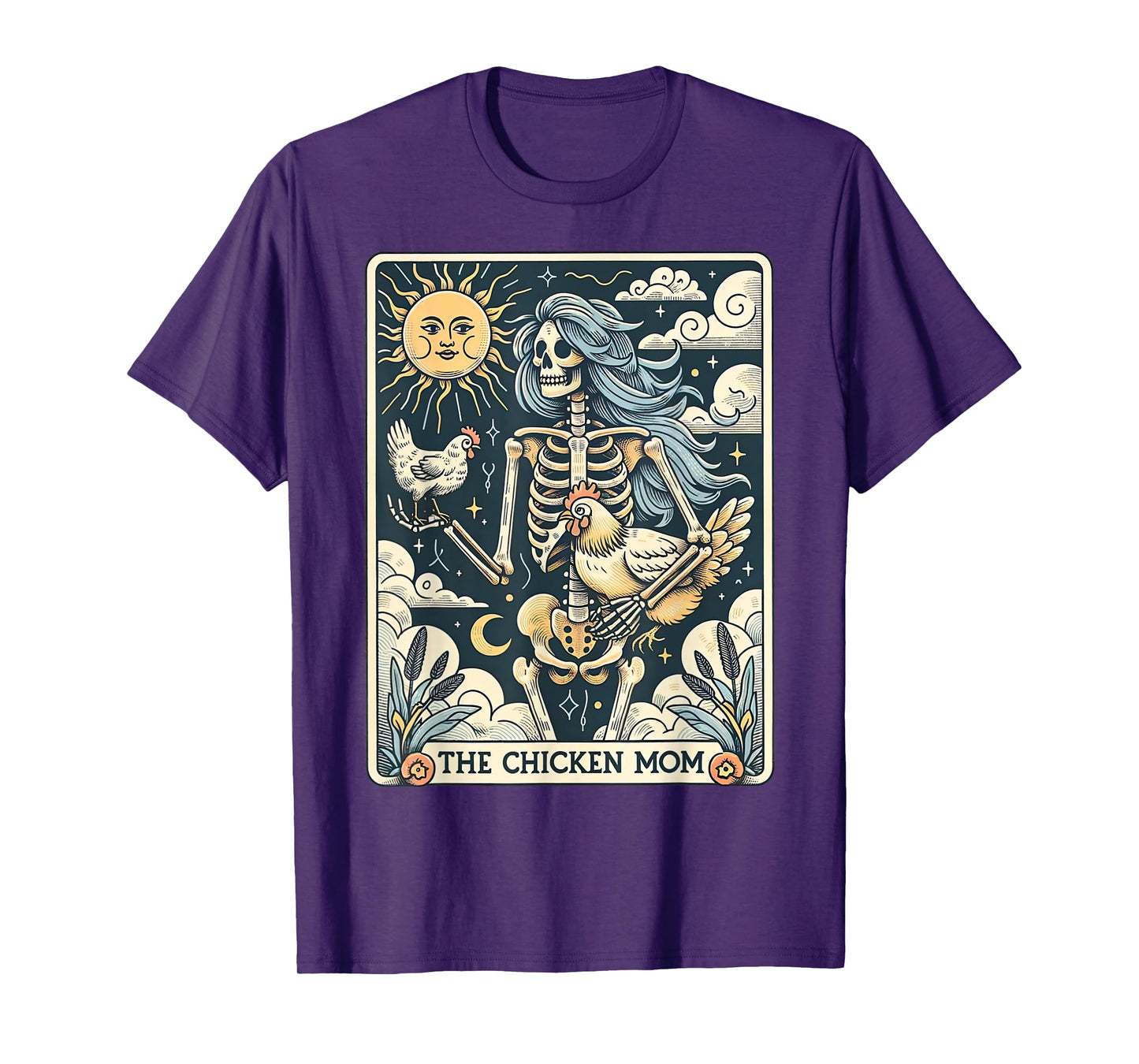 Skeleton Tarot Card Chicken Mom Farm Animal Farmer Women T-Shirt