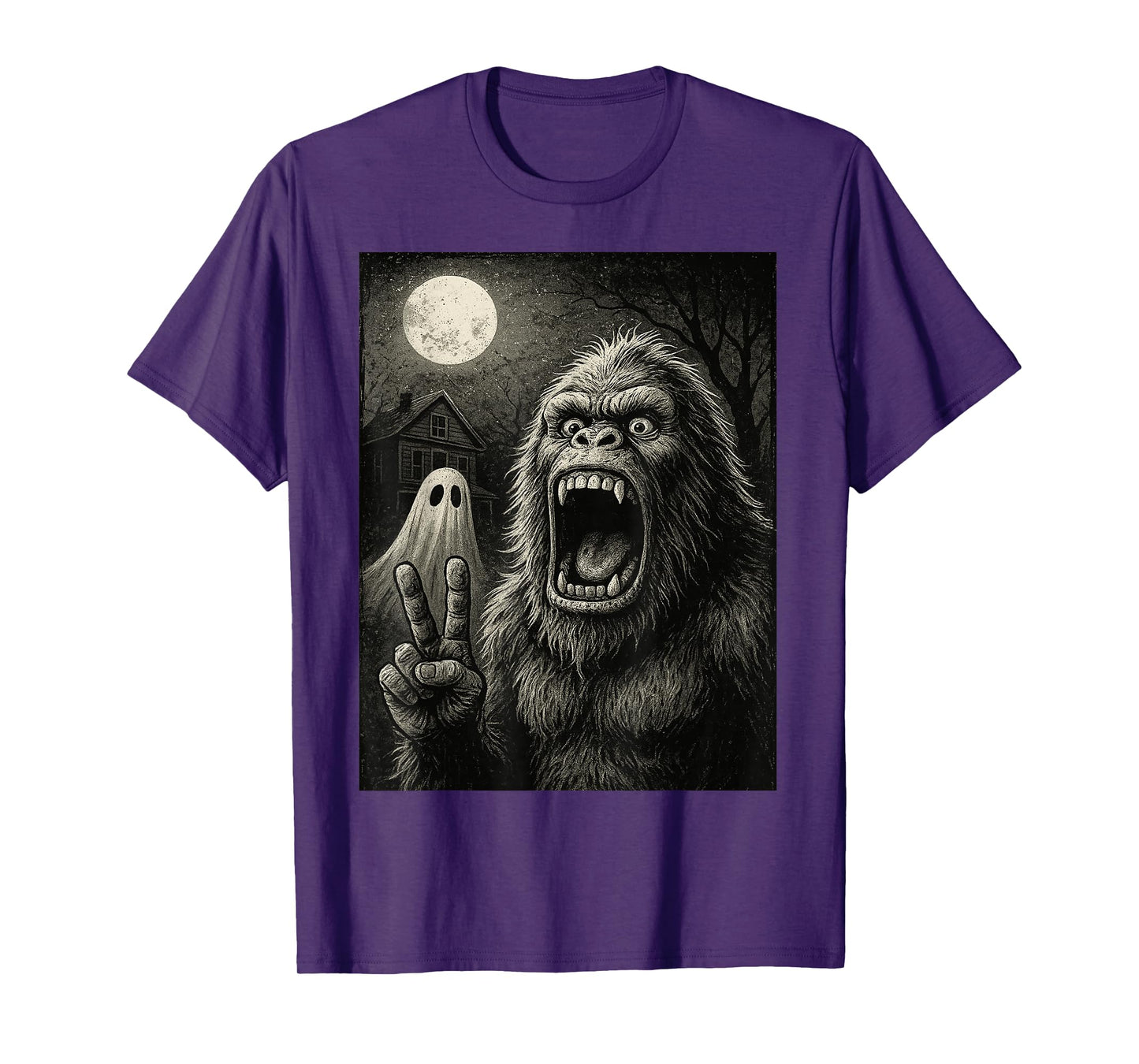 Bigfoot Halloween Funny Sasquatch Ghost Men Boy Kids Bigfoot T-Shirt