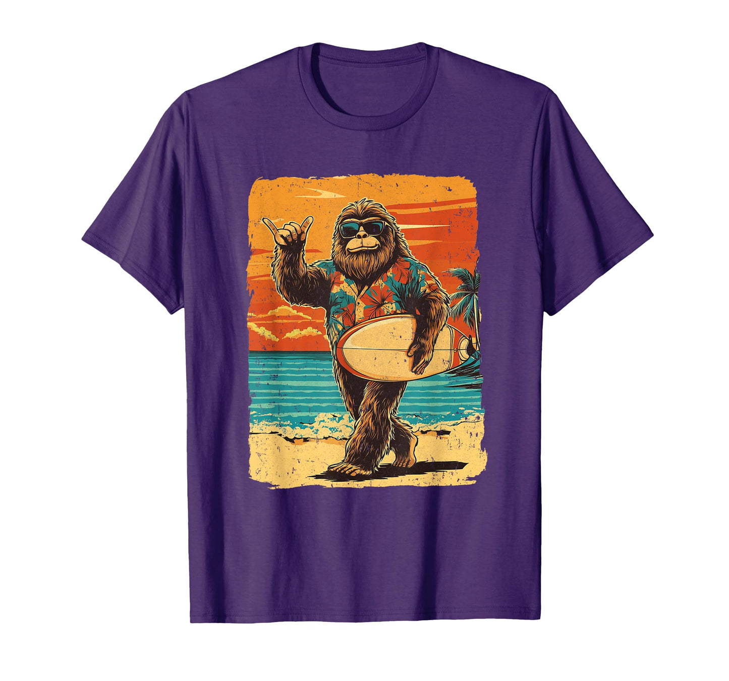 Funny Bigfoot Aloha Hawaiian Surfing Tropical Beach Surfer T-Shirt