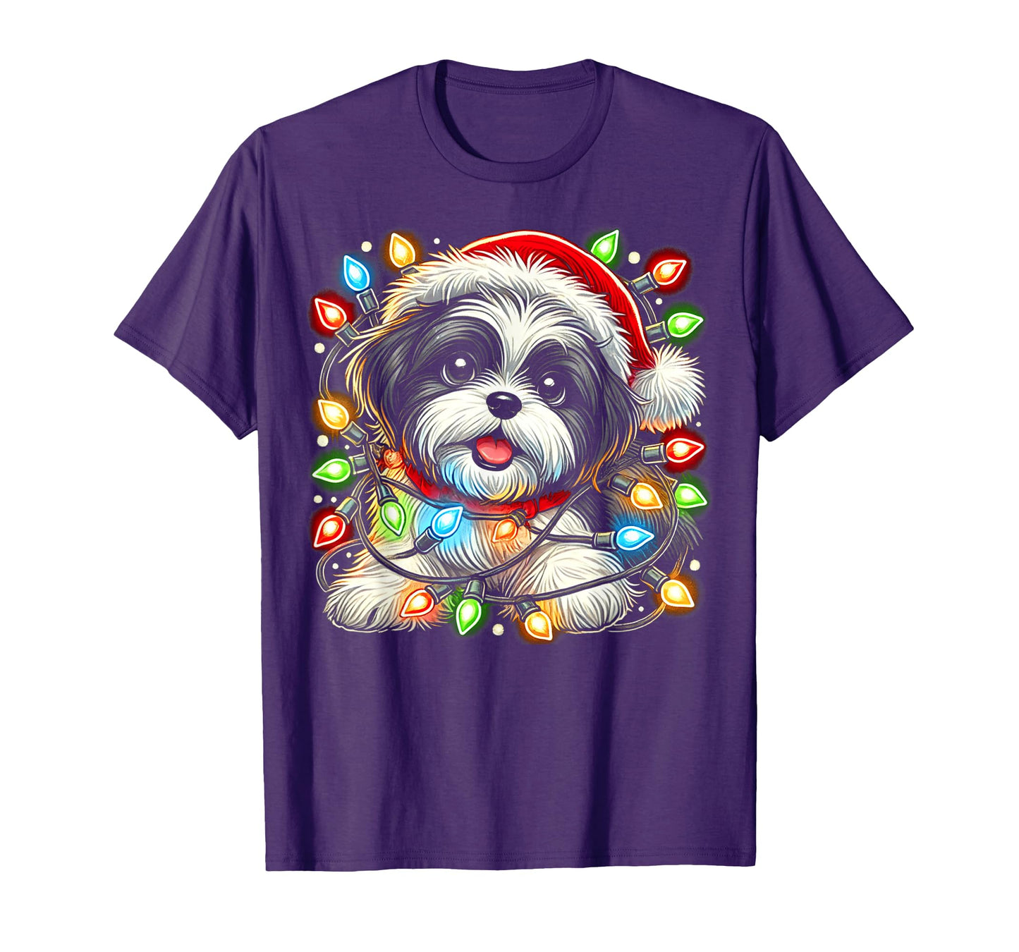 Merry Christmas Xmas Shih Tzu Santa Dog Men Women Kids T-Shirt