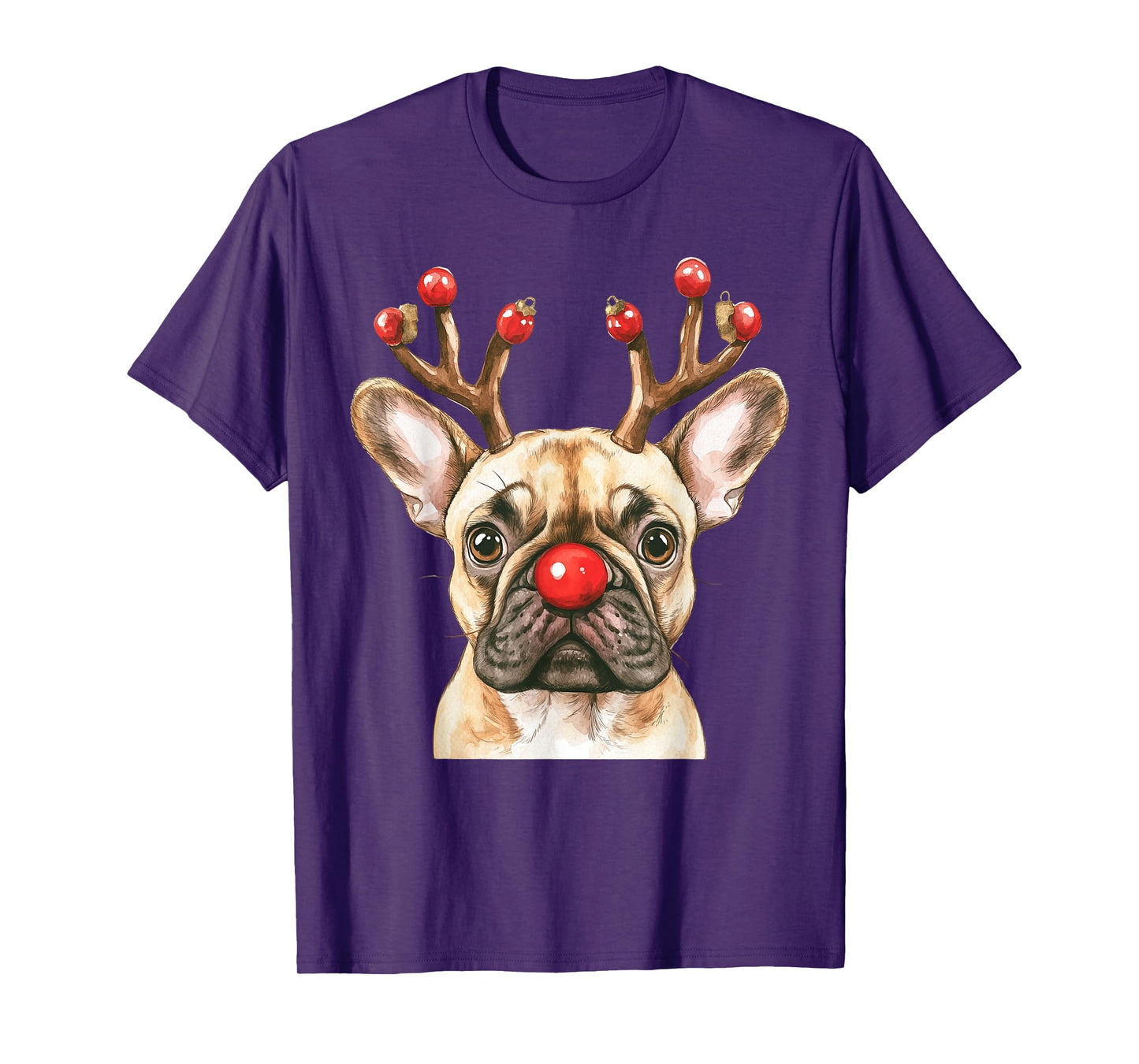 French Bulldog Reindeer Christmas Lights Dog Lover Xmas T-Shirt