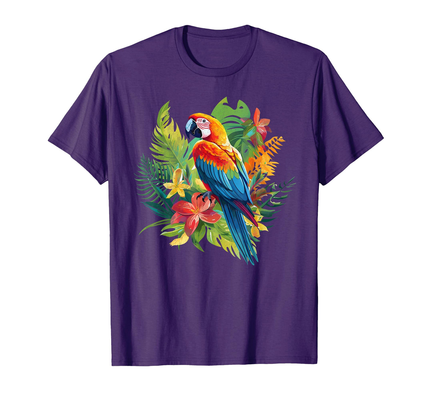 Parrot In Tropical Summer Flower Women Cockatiel Bird T-Shirt