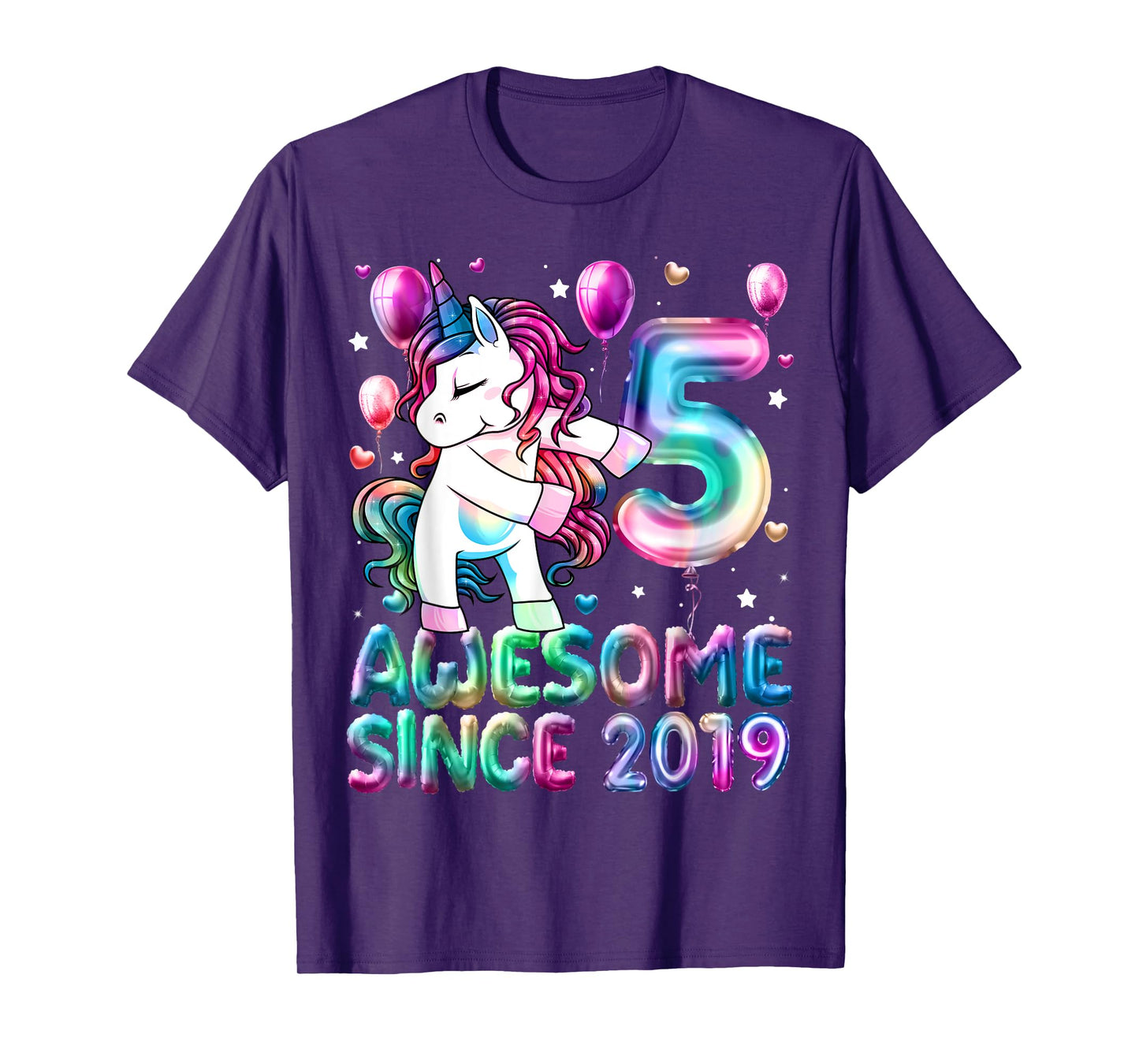 Flossing Unicorn 5 Year Old 5th Birthday Girl Unicorn Party T-Shirt