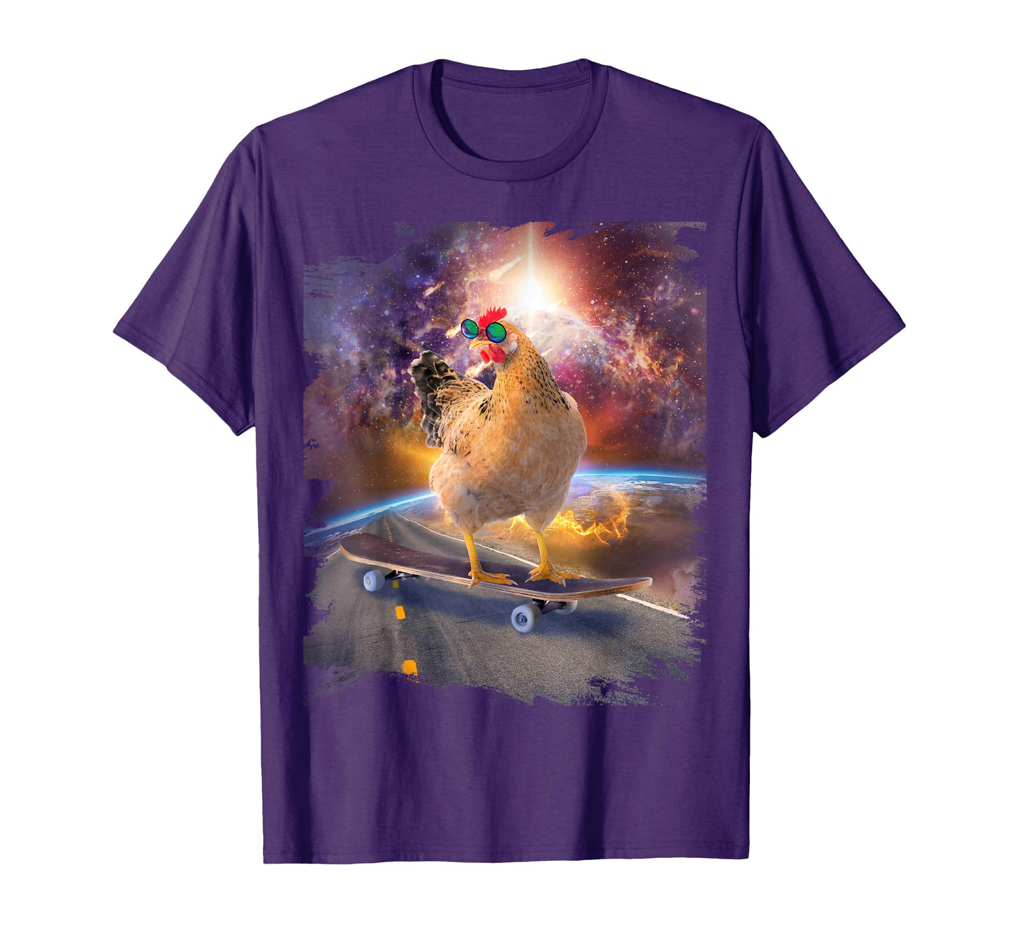 Chicken On Skateboard In Space T-Shirt