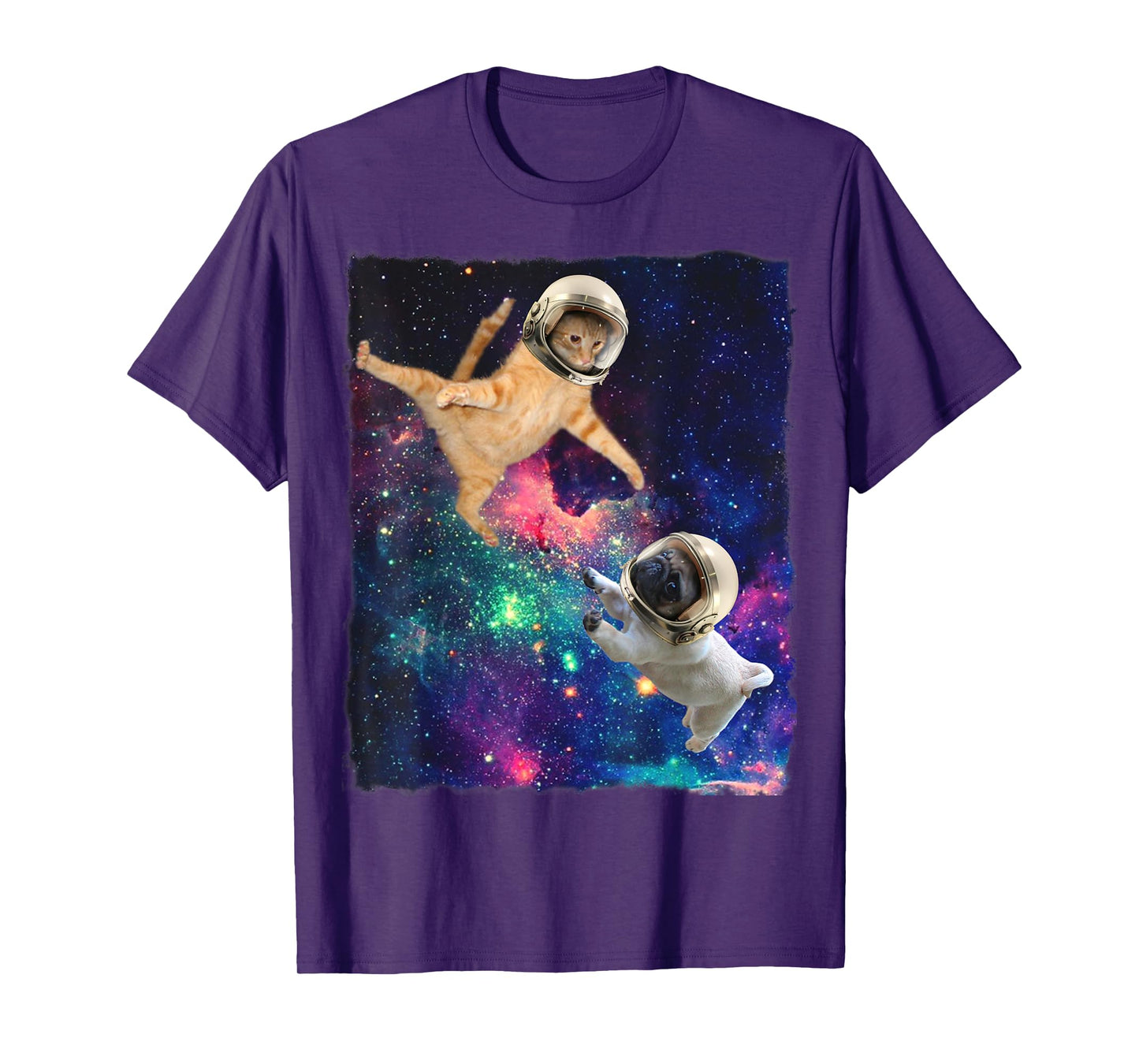 Cute Space Cat vs Space Dog Galaxy Epic Fight In Outer Space T-Shirt