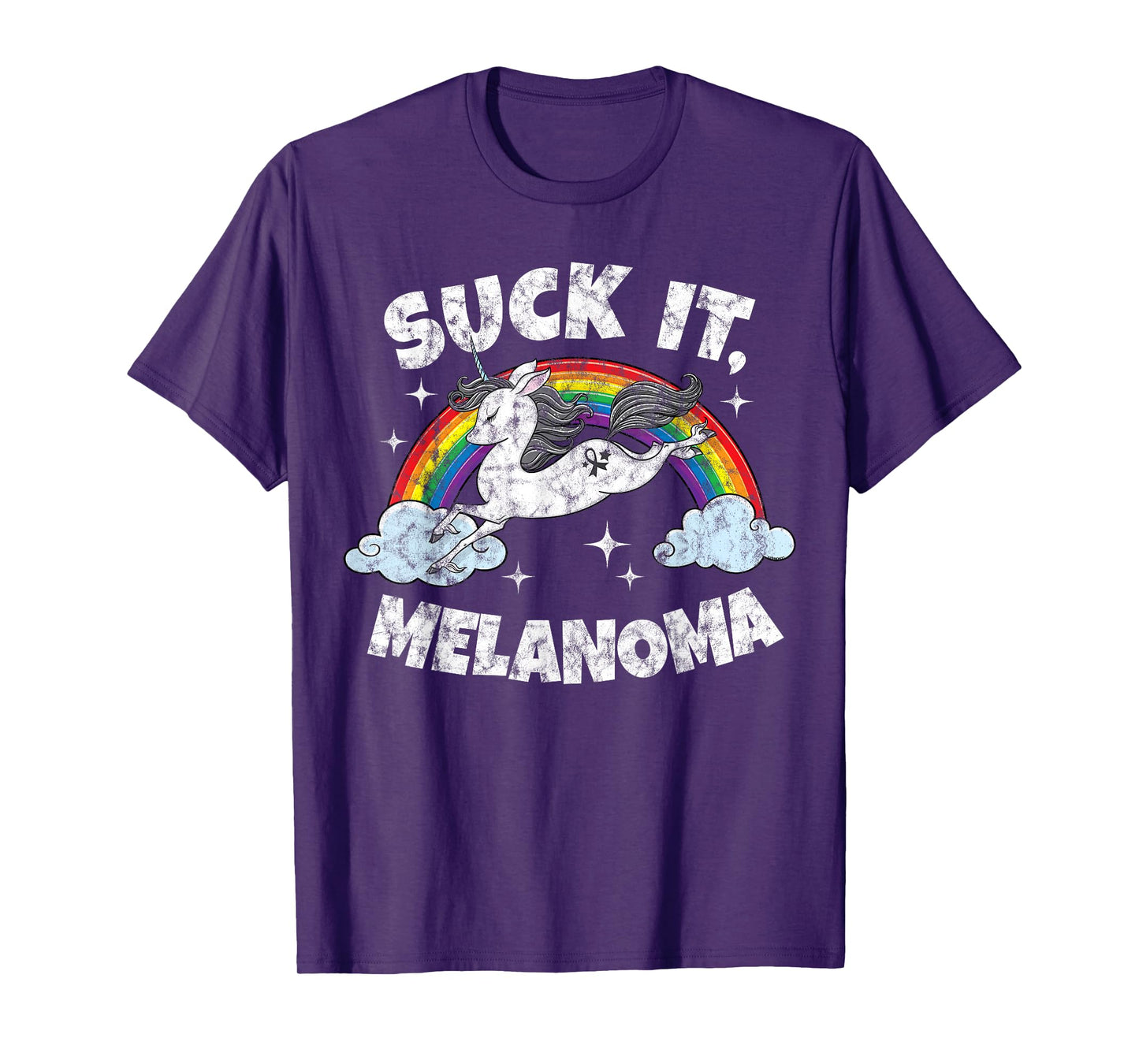 Suck It Melanoma Cancer Funny Quote Unicorn Rainbow T-Shirt