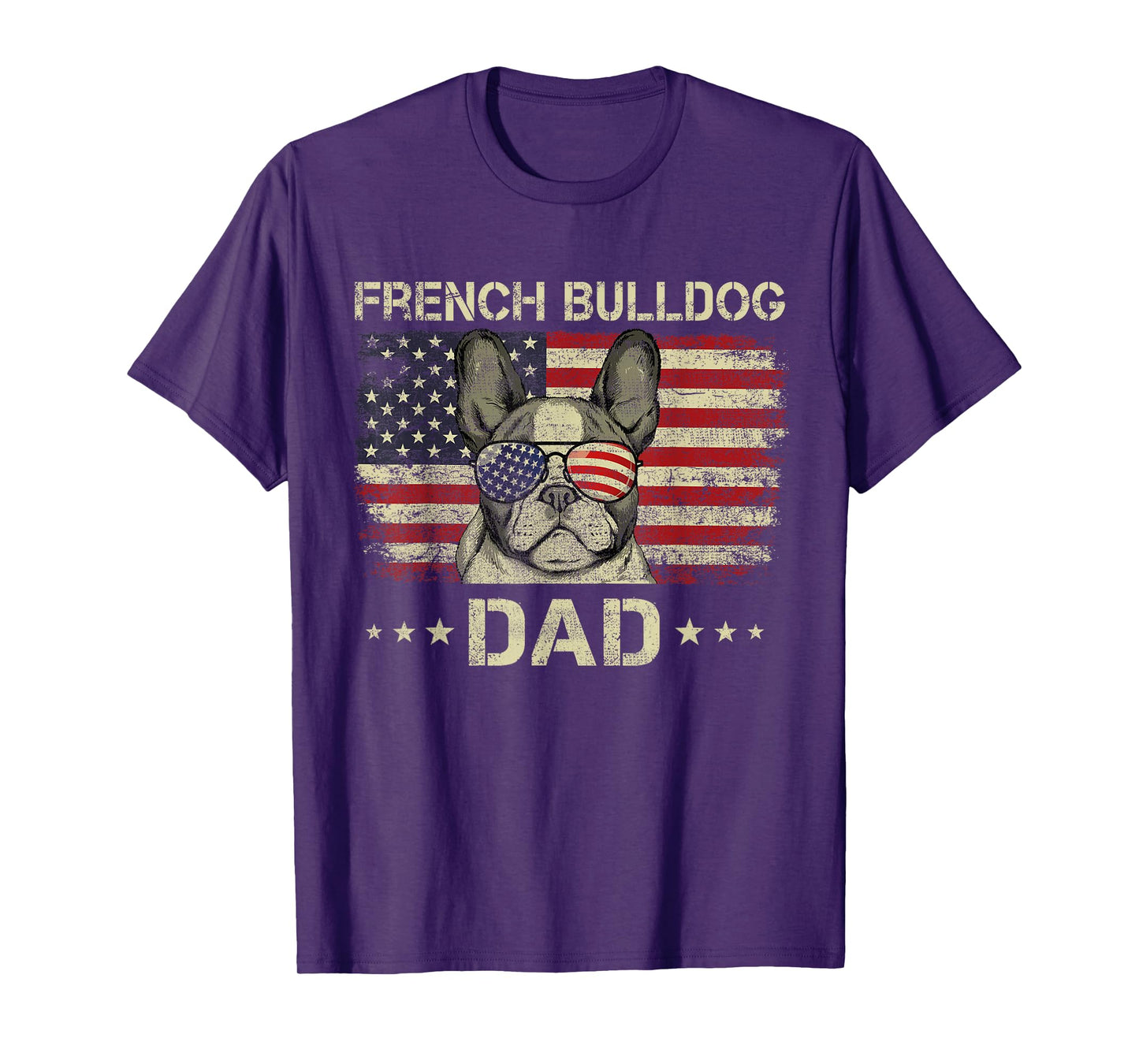 French Bulldog Dad Dog Lovers American Flag 4th Of July T-Shirt for Women Men