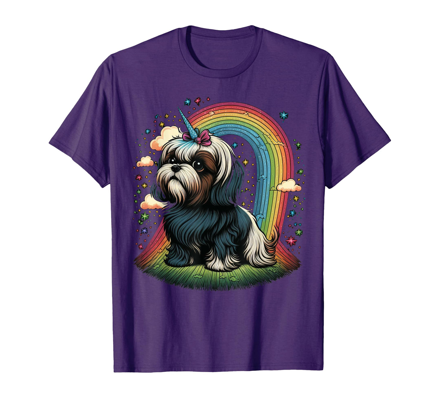 Shih Tzu Unicorn on Rainbow Unicorn Shih Tzu T-Shirt