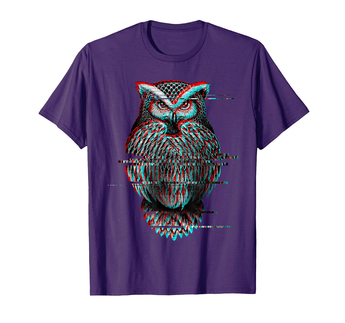 Glitched Owl Cool Glitch Effect Graphic Bird Lover Image T-Shirt