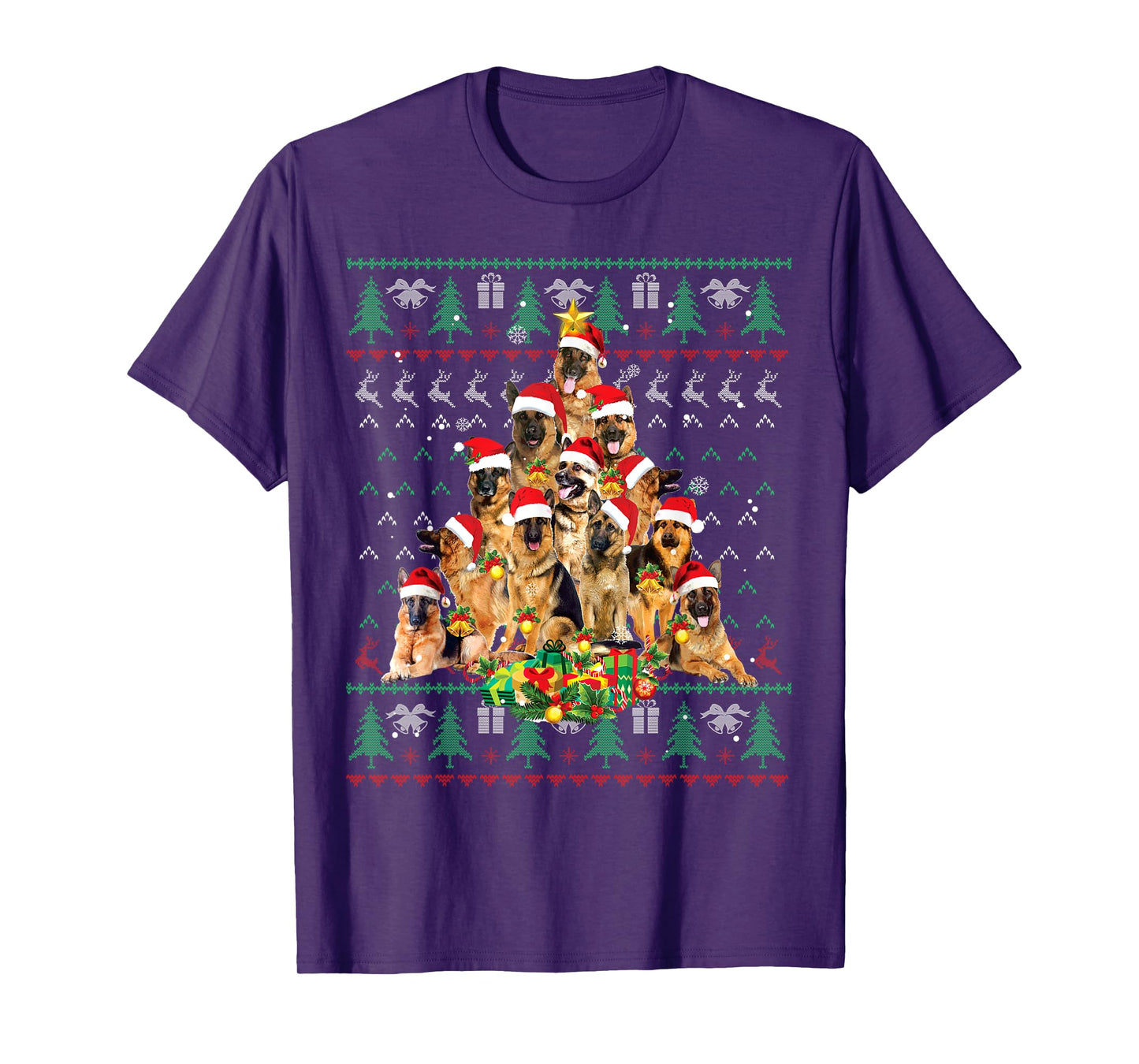 German Shepherd Christmas Tree Ugly Sweater Dog Xmas T-Shirt