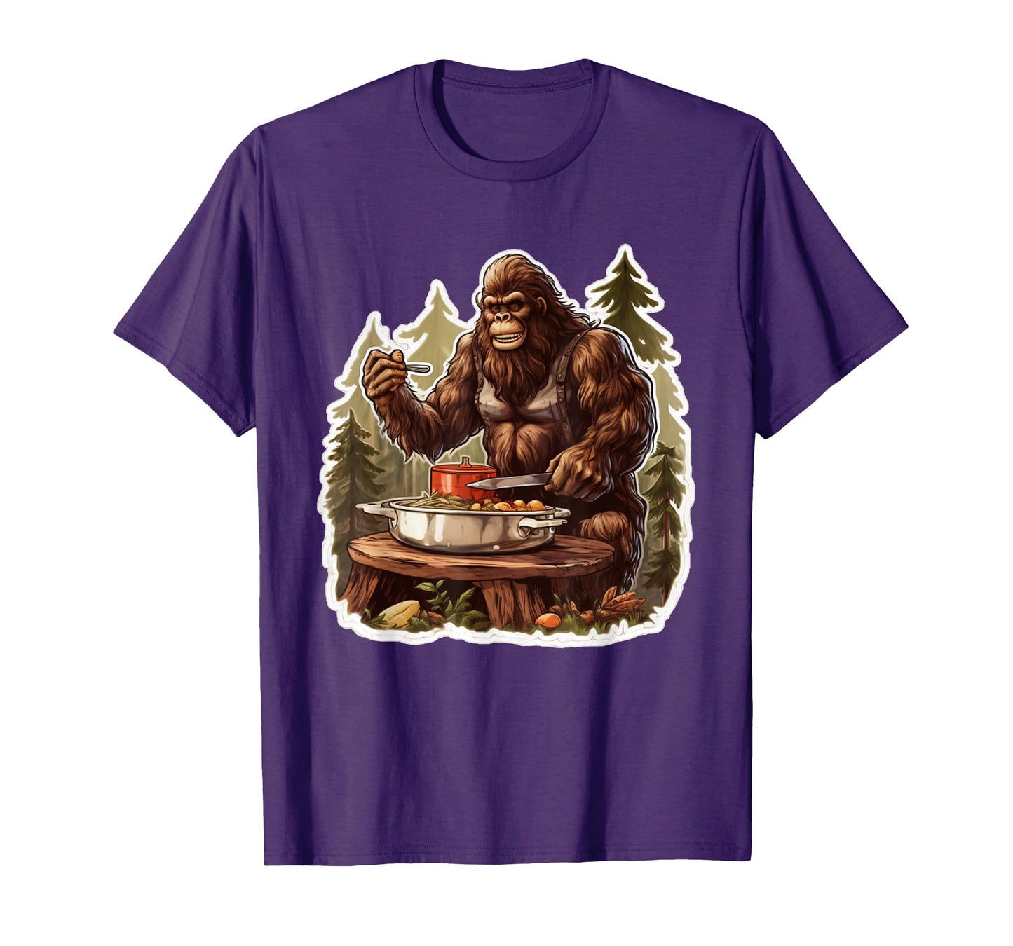 Bigfoot Chef Sasquatch Cooking Food Funny Foodie T-Shirt