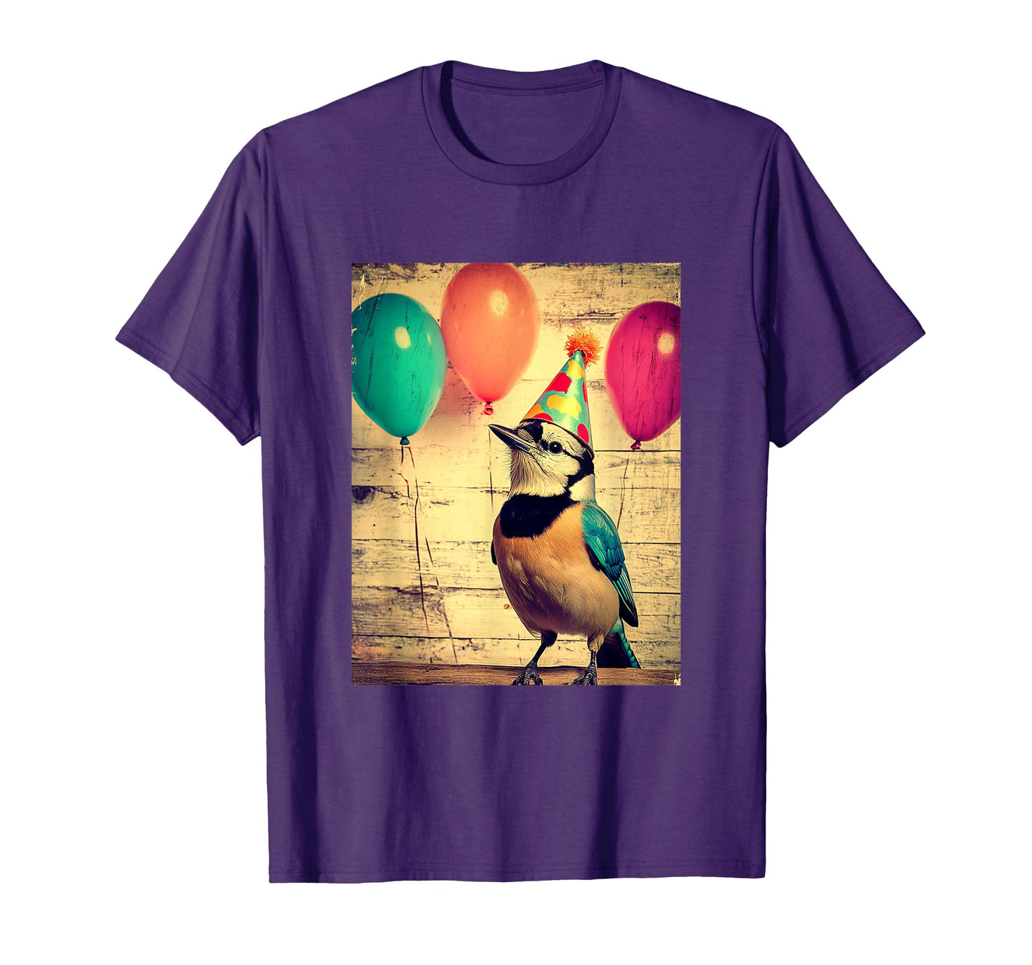 Blue Jay Retro Art Print Birthday Party Balloons & Party Hat T-Shirt