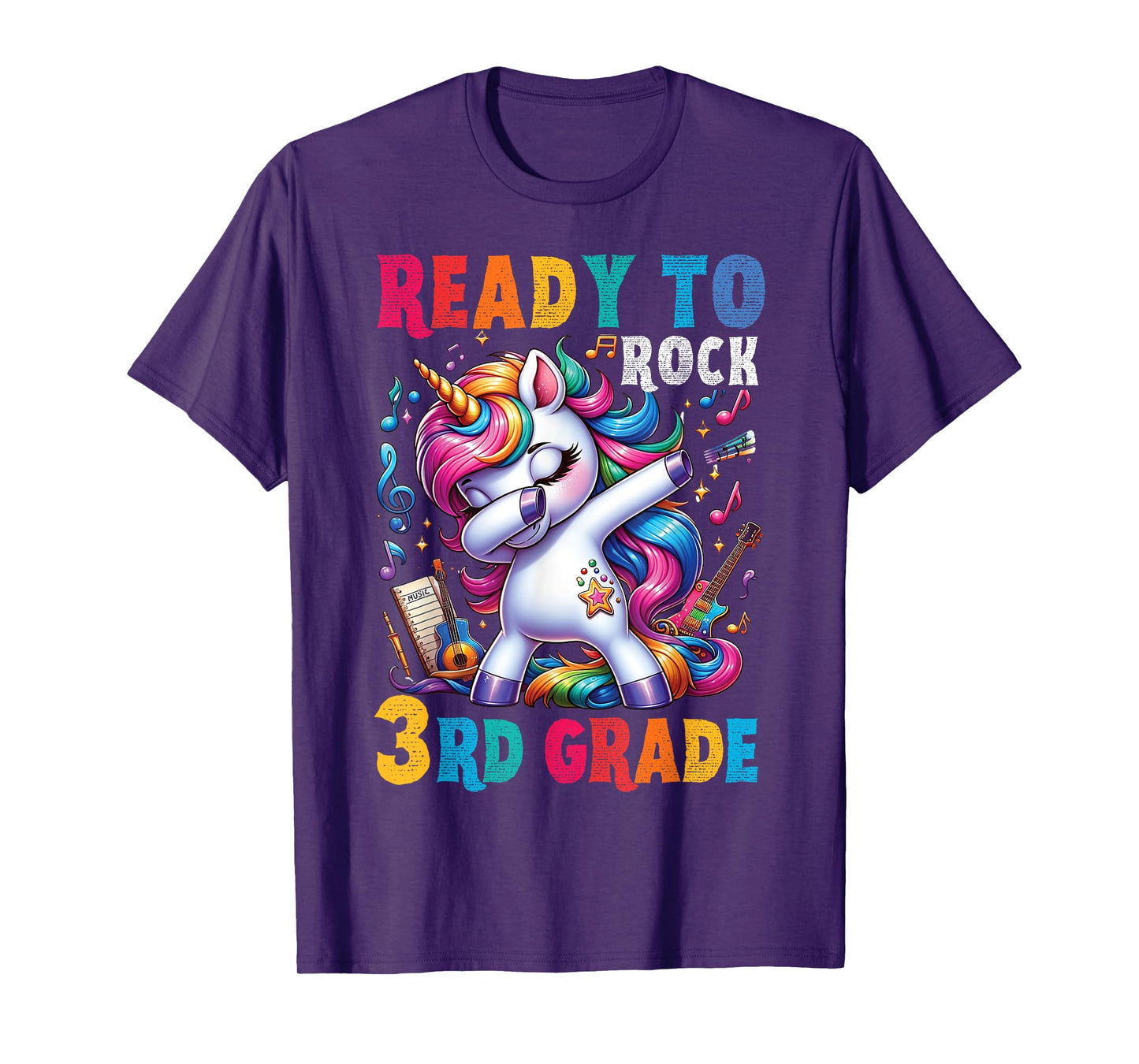 Student back to School 3rd grade Girls Musical Music Unicorn T-Shirt