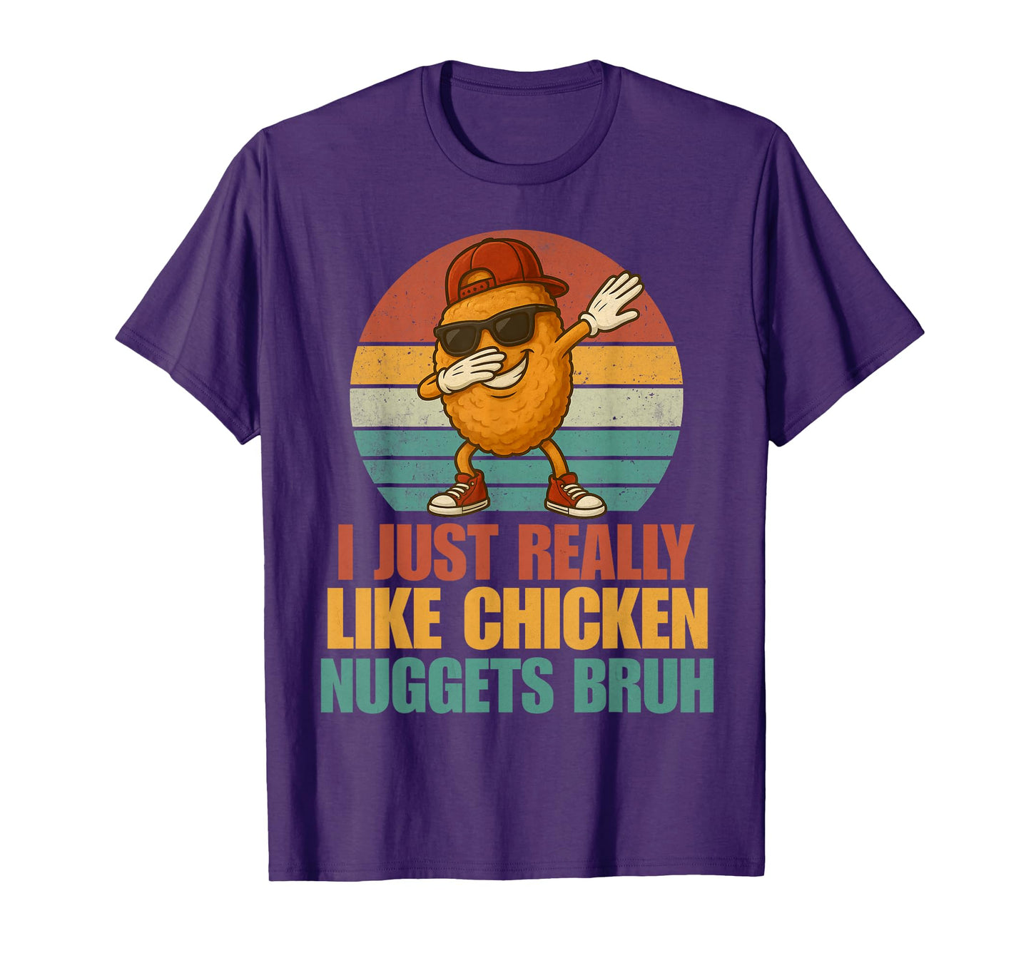 Funny Dabbing Chicken Nugget Bruh Boys Kids Retro Fast Food T-Shirt