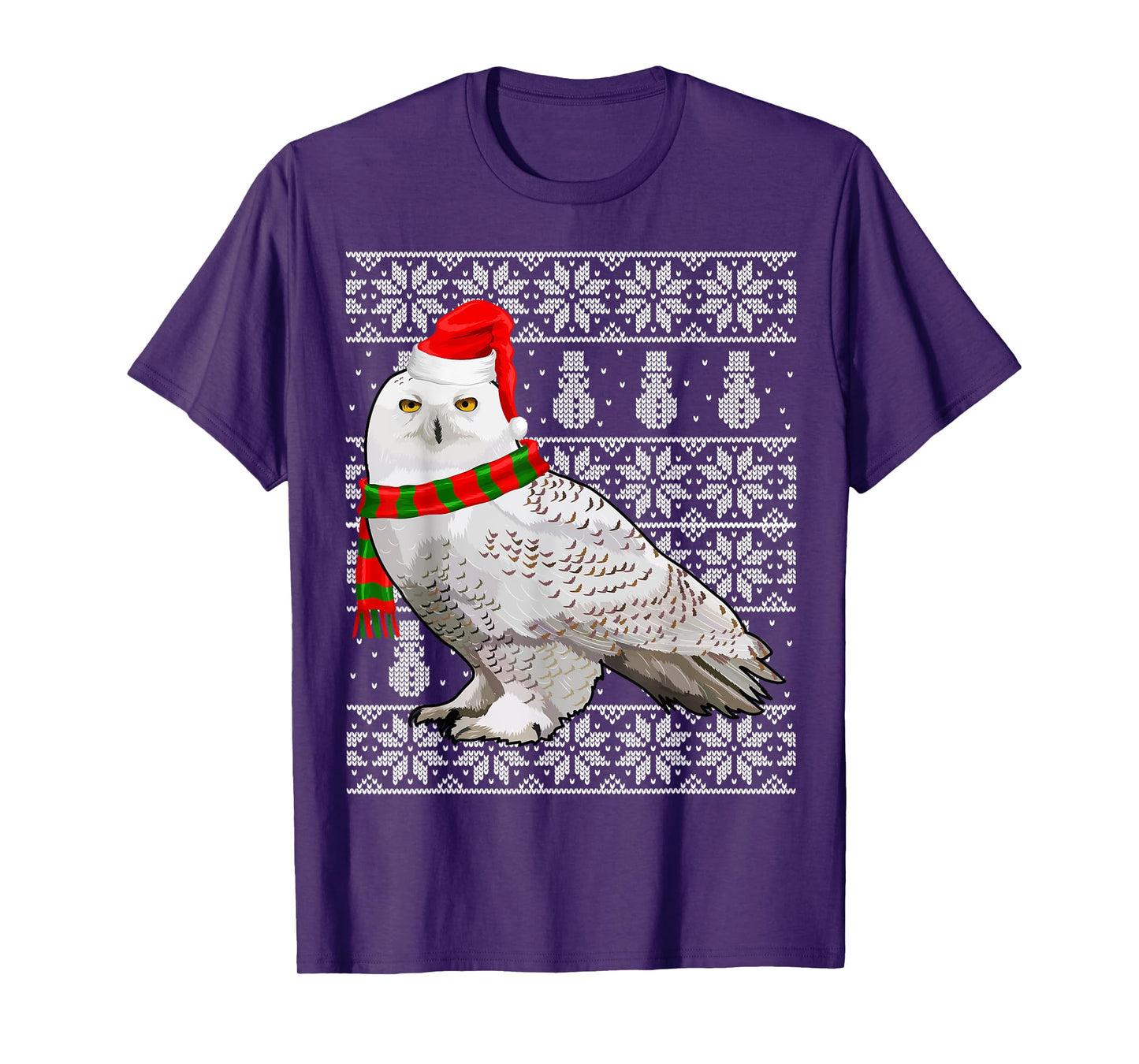 Bird Xmas Santa Hat Snowy Owl Ugly Christmas T-Shirt