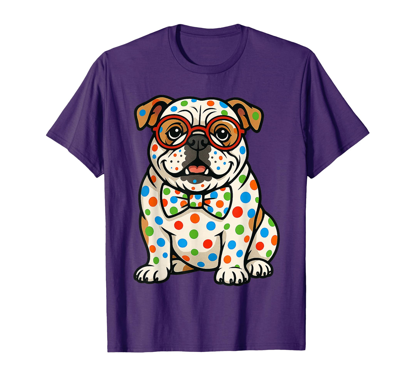 Dot Day Bulldog with Colorful Polka Dots for Kids T-Shirt