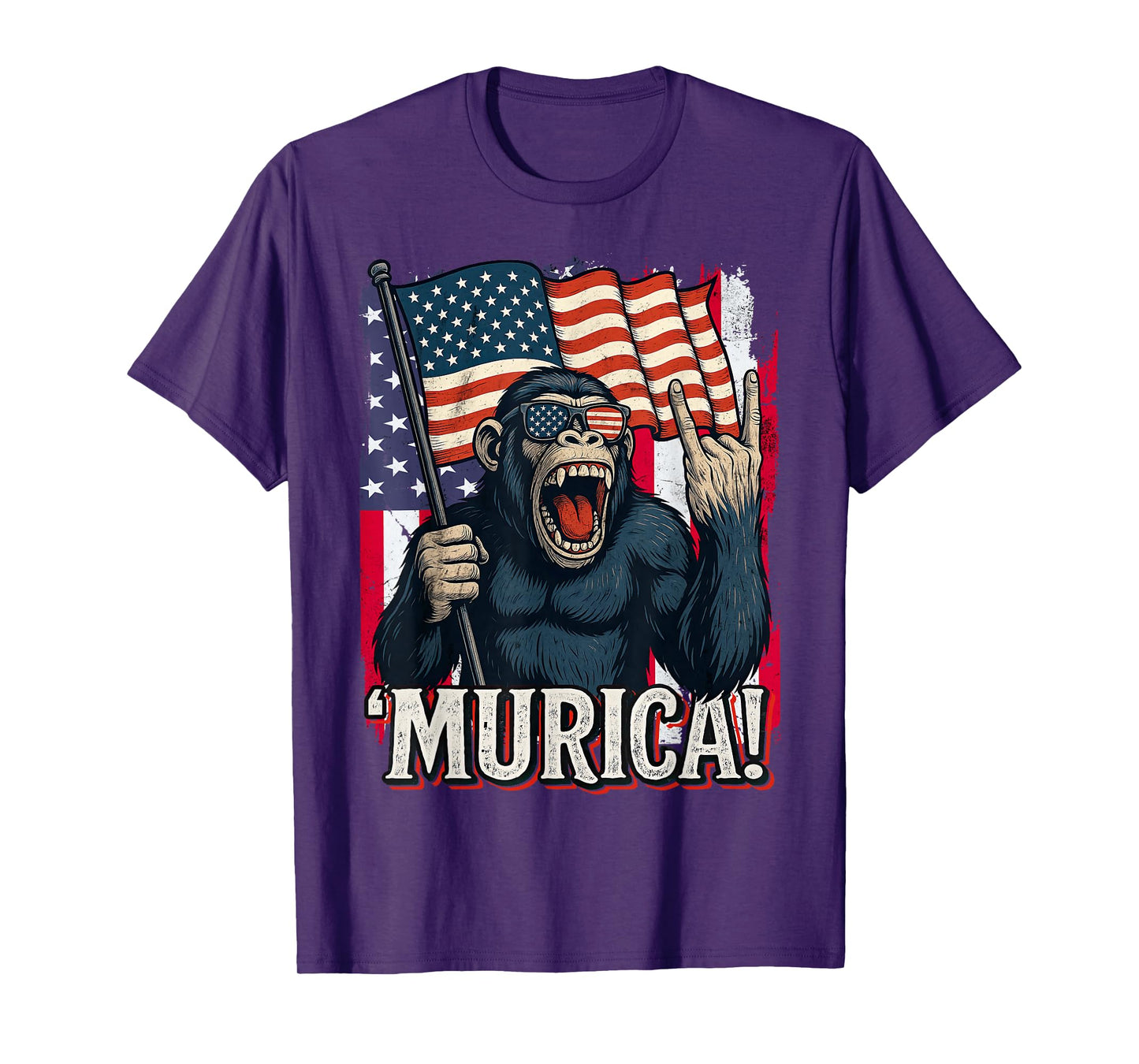 Murica Monkey 4th of July American Flag Patriotic USA T-Shirt