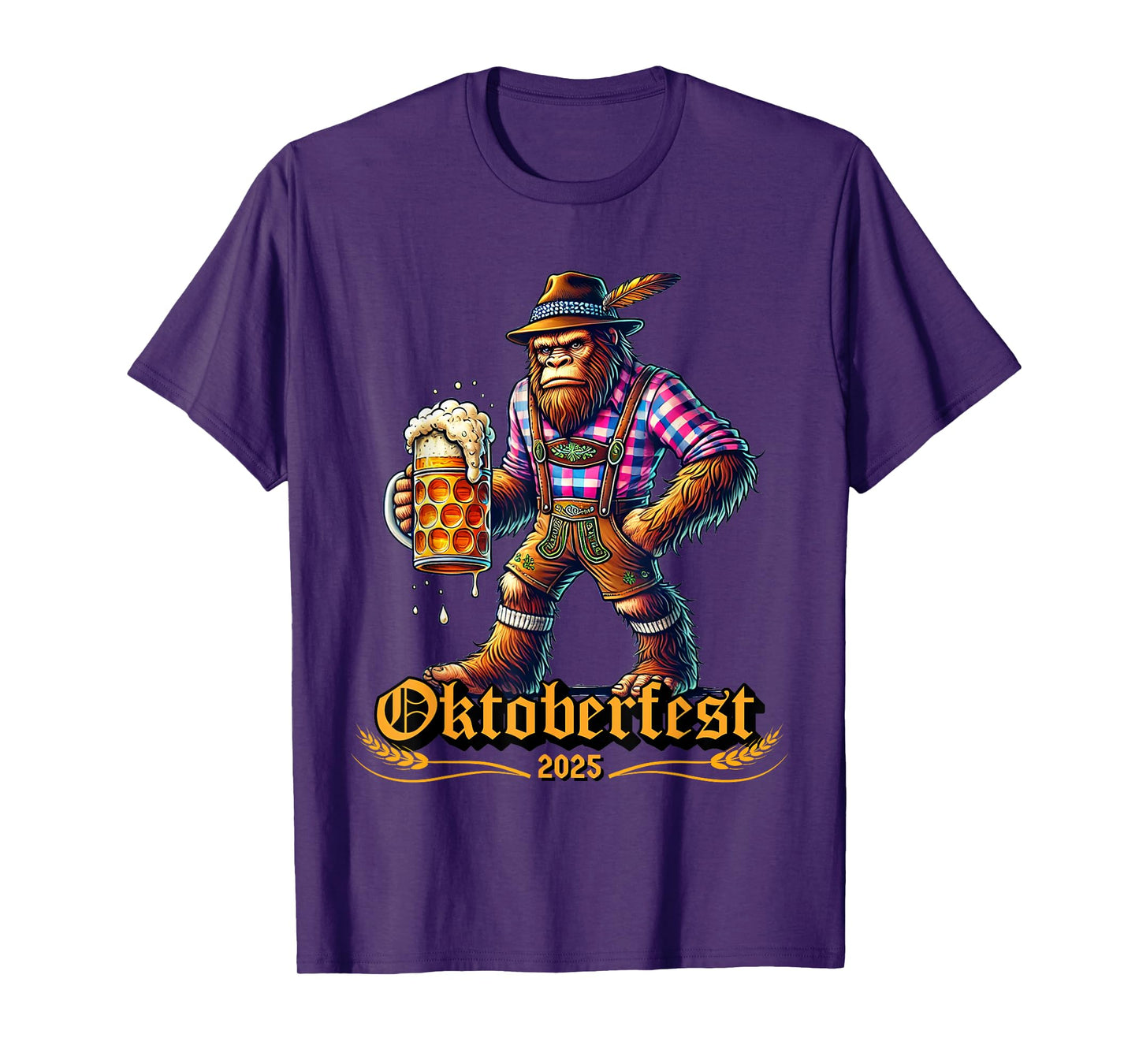 German Bigfoot Sasquatch Lederhose Funny Oktoberfest 2025 T-Shirt