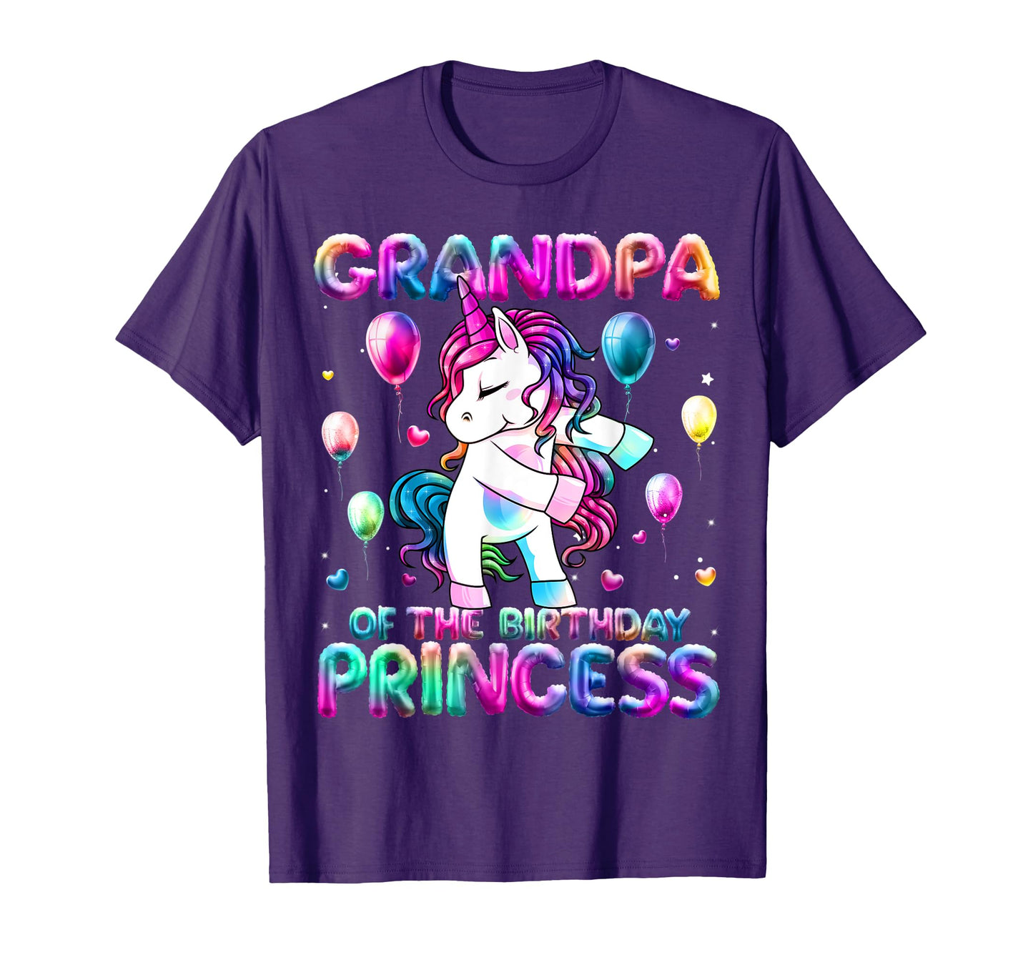 Grandpa of the Birthday Princess Girl Flossing Unicorn Papa T-Shirt