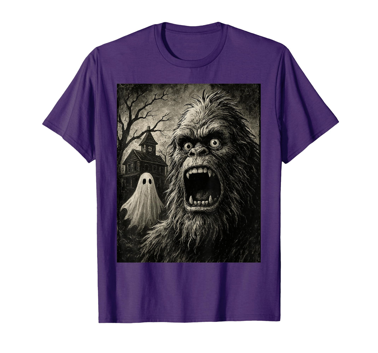 Bigfoot Halloween Funny Sasquatch Ghost Men Boy Kids Bigfoot T-Shirt