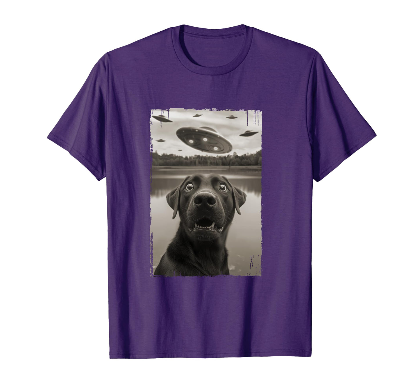 Classic Funny UFO and Labrador Retriever Selfie Long Sleeve T-Shirt
