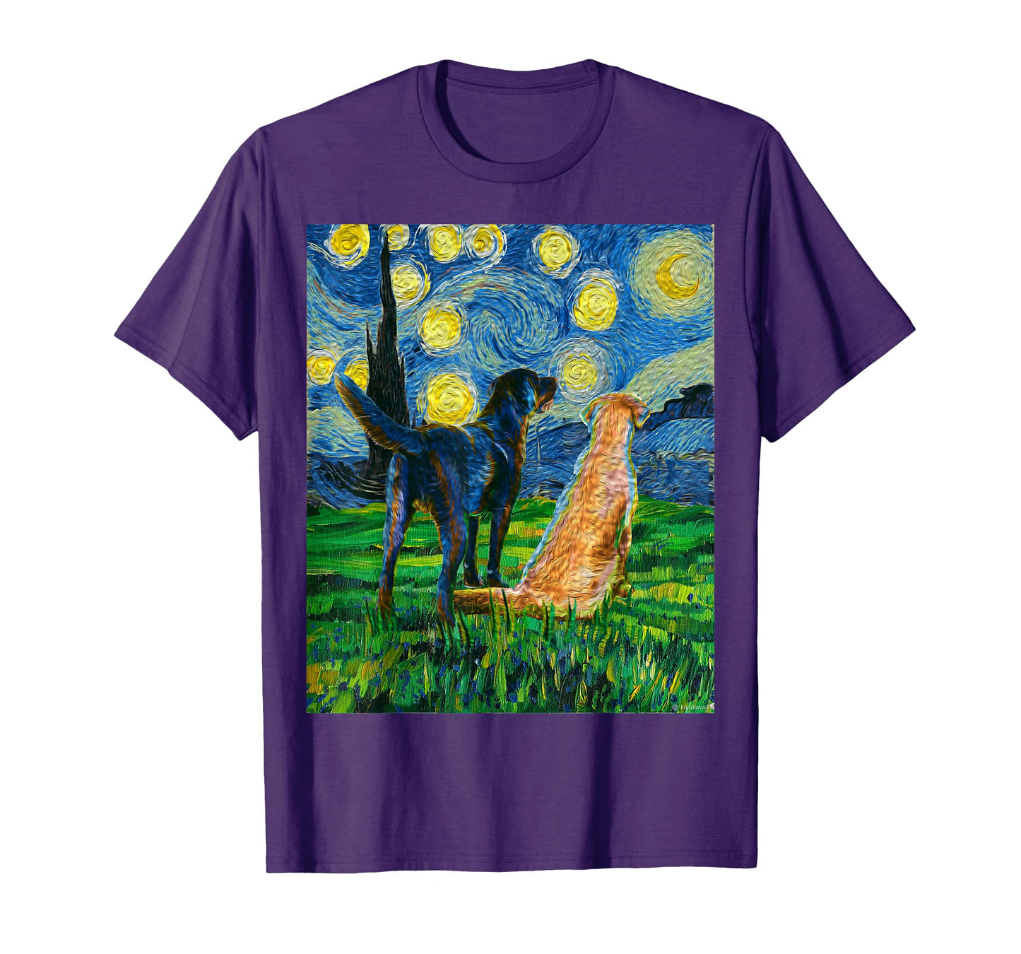 Gift for Labrador Retriever Owner Dog Lover Art Van Gogh T-Shirt for Men Women