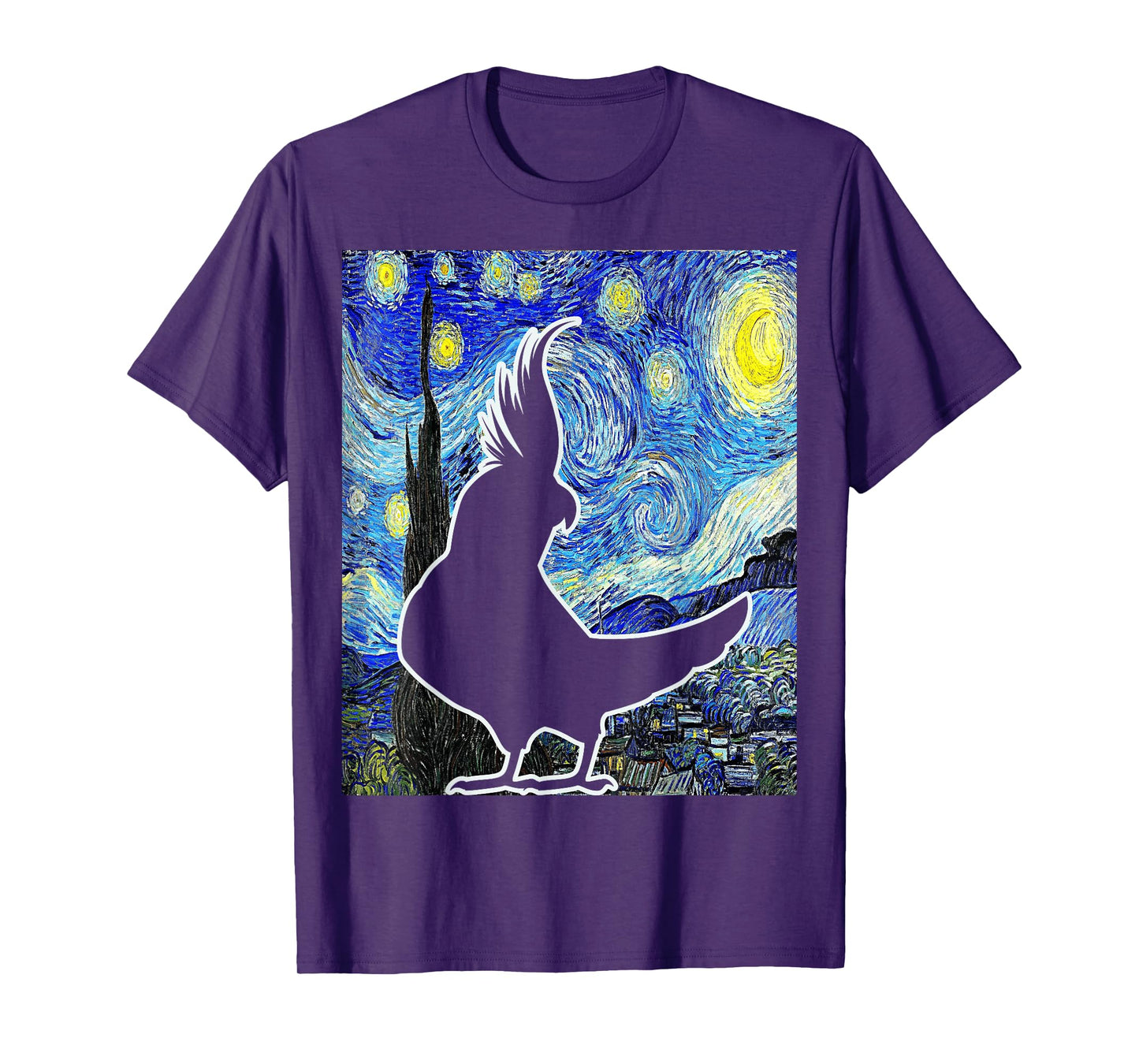 Cockatiel Starry Night Van Gogh Cockatiel Parrot Birding T-Shirt