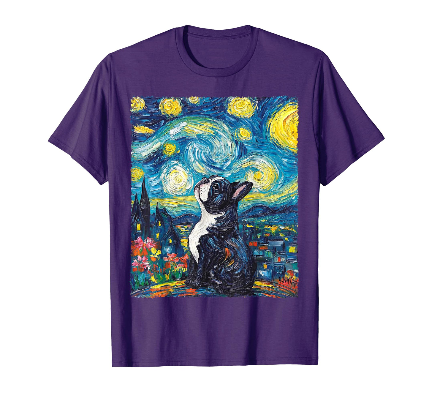 Van Gogh Starry Night French Bulldog T-Shirt