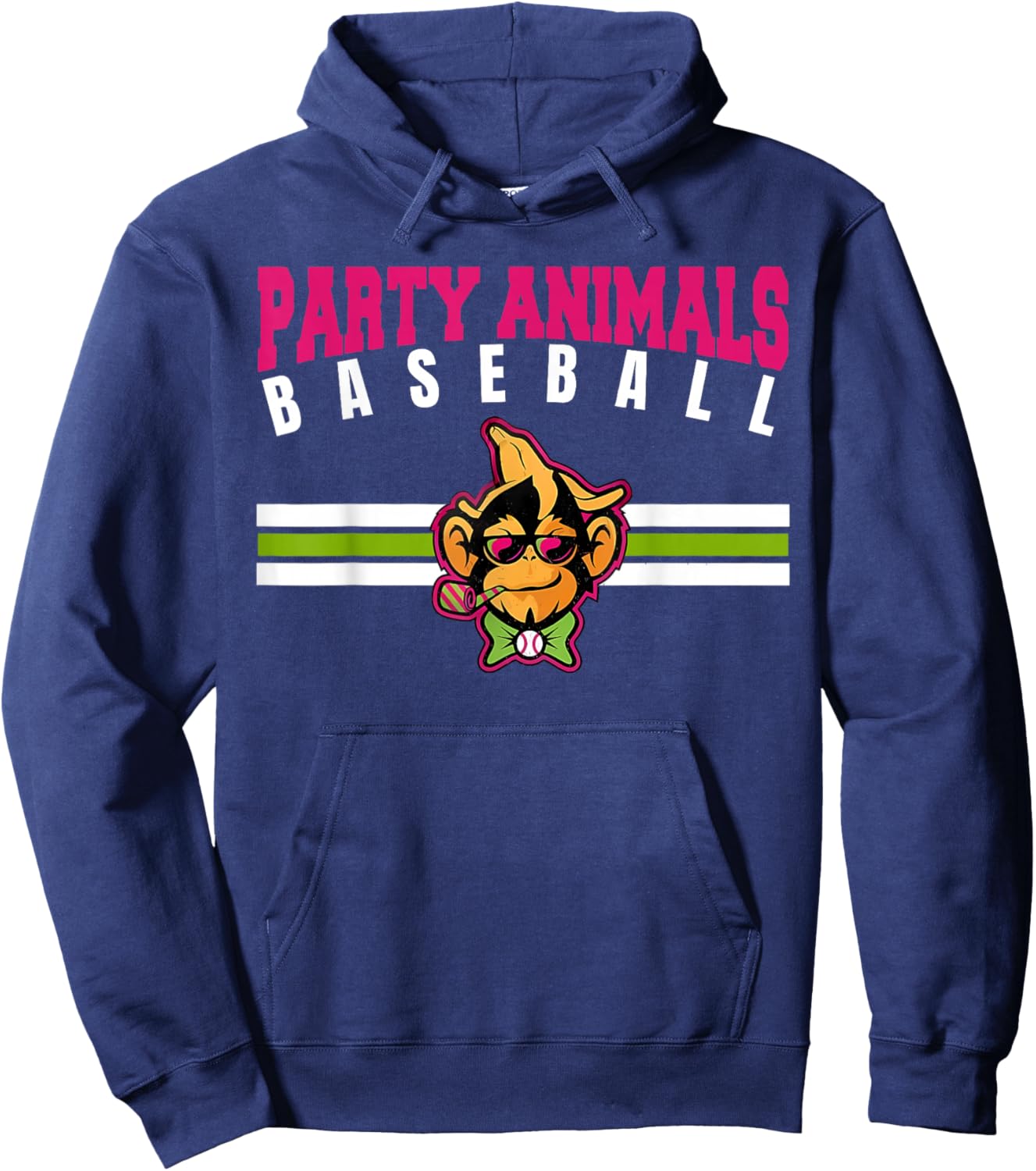 Party Animals Baseball Retro Monkey Sunglasses T-Shirt Hoodie - Hoodie | Navy