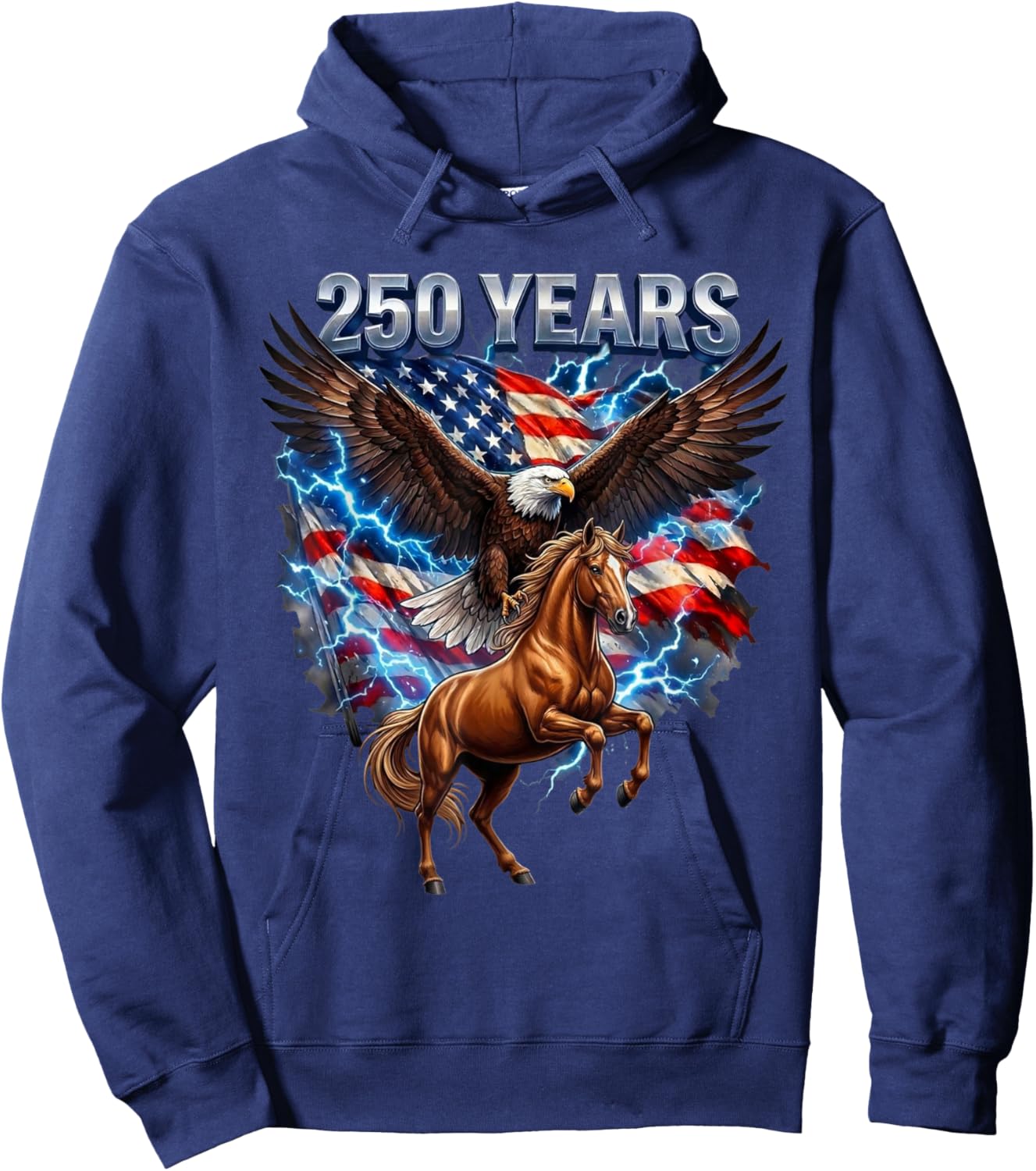 USA 250th Anniversary Bald Eagle & Clydesdale Horse T-Shirt - Hoodie | Navy