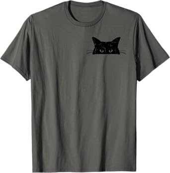 Peeking Black Cat Pocket Cute Men Women Kids Boys Girls T-Shirt