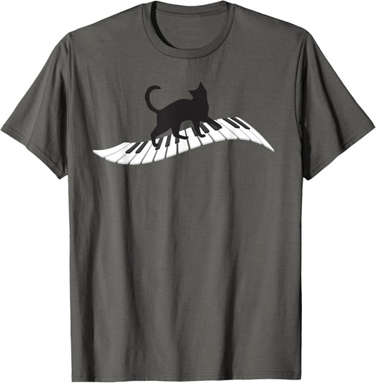 Cool Black Cat On Musical Piano Keys Gift T-Shirt