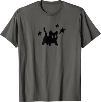 Y2K 90s Scary Cat Tomcat is Scared under Starry T-Shirt for Men Women Girls Kids