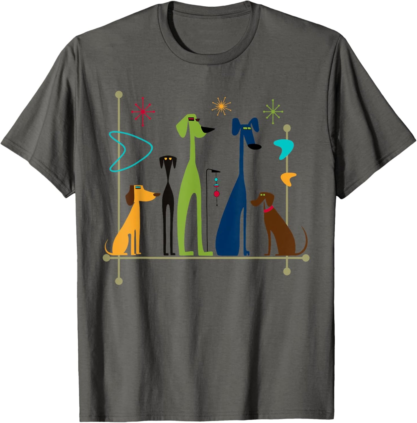 Retro Mid-Century Modern Dogs 50s 60s Style T-Shirt