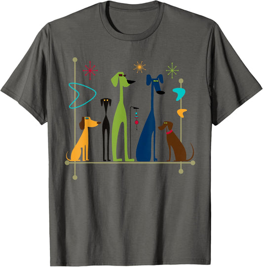 Retro Mid-Century Modern Dogs 50s 60s Style T-Shirt