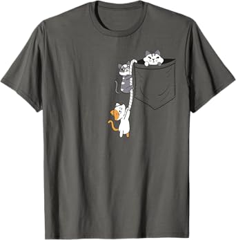 For Cat and Kitten Lovers Cute Kawaii Baby Cats In Pocket Men Women Girls Kids T-Shirt
