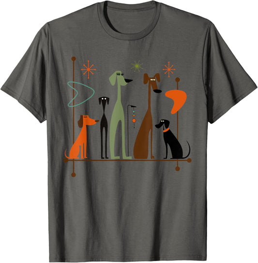 Retro Mid-Century Modern Dogs 50s 60s Style T-Shirt