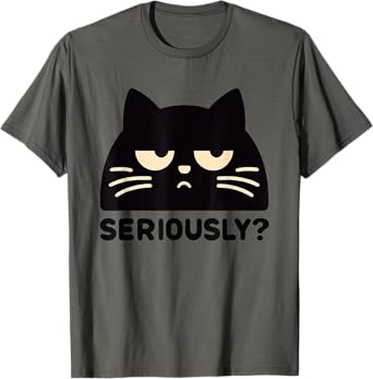 Annoyed Cat Seriously Cat Sarcastic Rolling Eyes Kawaii Cat T-Shirt for Men Women Kids
