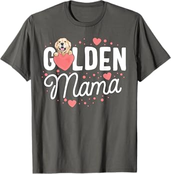 Golden Retriever Mama Gift Heart Lover Mom Mother Women T-Shirt