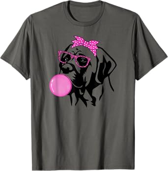 English Mastiff dog with bubble gum bandana glasses T-Shirt