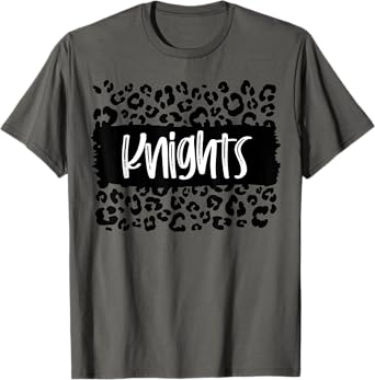 Knights Team Mascot School Spirit Game Night Leopard Print T-Shirt