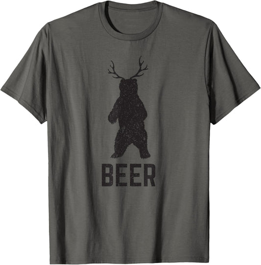 Deer Antlers Bear Beer T-Shirt - Funny Craft Beer Shirt T-Shirt